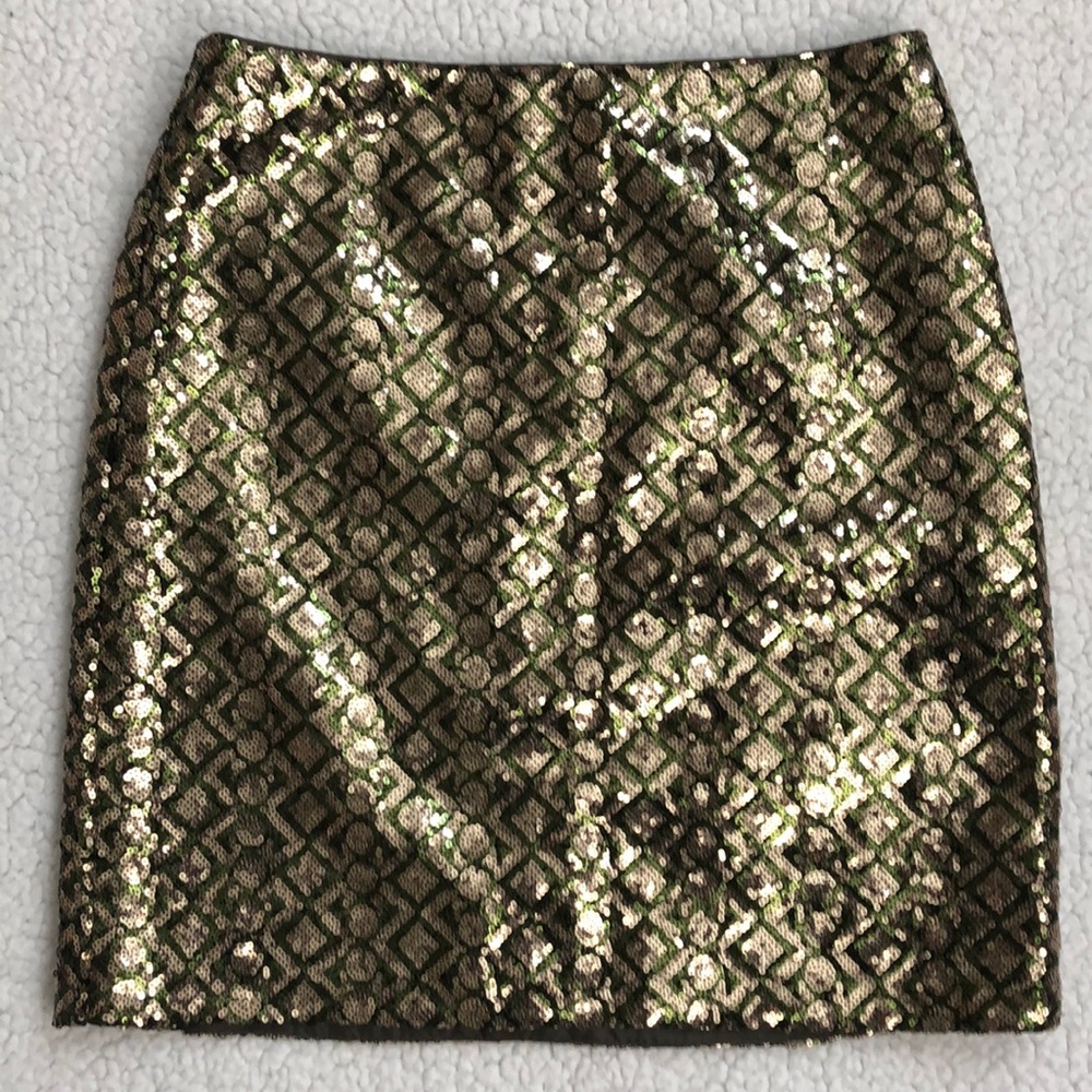Banana Republic Gold Metallic Sequin Mini Skirt NWT Size 0